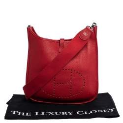 Pre Owned Hermes Rouge Vif Togo Leather Evelyne I PM Bag