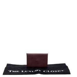 Pre Owned Hermes Burgundy Epsom Leather Calvi Verso Card Holder