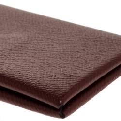 Pre Owned Hermes Burgundy Epsom Leather Calvi Verso Card Holder