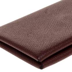 Pre Owned Hermes Burgundy Epsom Leather Calvi Verso Card Holder
