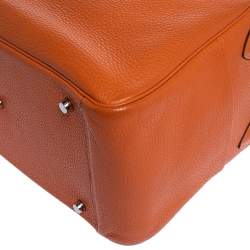 Pre Owned Hermes Orange Clemence Leather Palladium Hardware Lindy 34 Bag
