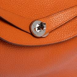 Pre Owned Hermes Orange Clemence Leather Palladium Hardware Lindy 34 Bag