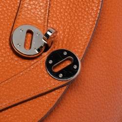 Pre Owned Hermes Orange Clemence Leather Palladium Hardware Lindy 34 Bag
