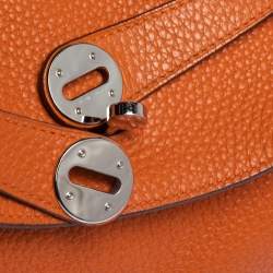 Pre Owned Hermes Orange Clemence Leather Palladium Hardware Lindy 34 Bag