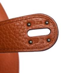 Pre Owned Hermes Orange Clemence Leather Palladium Hardware Lindy 34 Bag