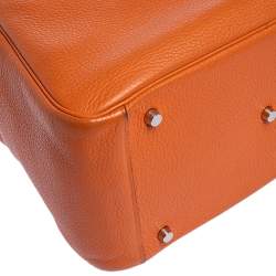 Pre Owned Hermes Orange Clemence Leather Palladium Hardware Lindy 34 Bag
