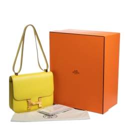 Pre Owned Hermes Lime Evercolor Leather Constance 24 Bag
