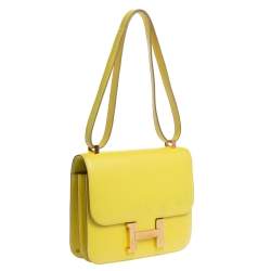 Pre Owned Hermes Lime Evercolor Leather Constance 24 Bag
