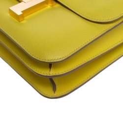 Pre Owned Hermes Lime Evercolor Leather Constance 24 Bag