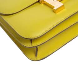 Pre Owned Hermes Lime Evercolor Leather Constance 24 Bag