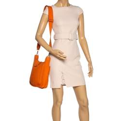 Pre Owned Hermes Feu Clemence Leather Evelyne III PM Bag