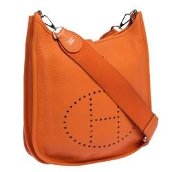 Pre Owned Hermes Feu Clemence Leather Evelyne III PM Bag