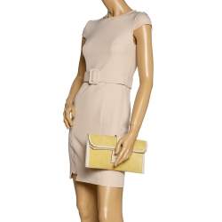 Pre Owned Hermes Mimosa Suede and Swift Leather Elan 29 Jige Clutch