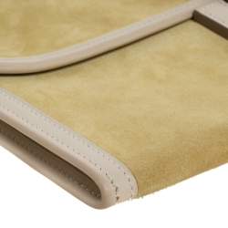 Pre Owned Hermes Mimosa Suede and Swift Leather Elan 29 Jige Clutch