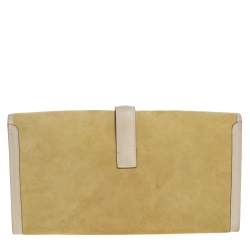 Pre Owned Hermes Mimosa Suede and Swift Leather Elan 29 Jige Clutch
