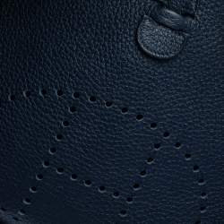 Pre Owned Hermes Blue Nuit Clemence Leather Evelyne II PM Bag