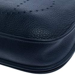 Pre Owned Hermes Blue Nuit Clemence Leather Evelyne II PM Bag