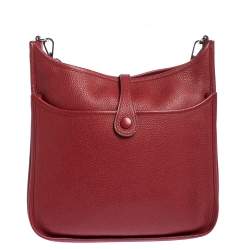 Pre Owned Hermes Rouge Vif Togo Leather Evelyne III PM Bag