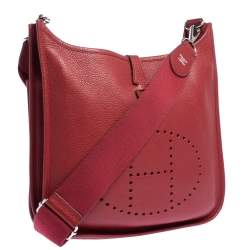Hermes Rouge Vif Togo Leather Evelyne III PM Bag
