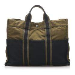 Pre Owned Hermes Black/Brown Canvas Fourre Tout MM Bag