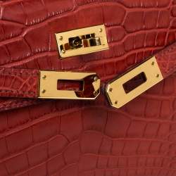 Hermes Bourgogne Matte Alligator Gold Hardware Kelly Pochette