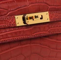 Hermes Bourgogne Matte Alligator Gold Hardware Kelly Pochette