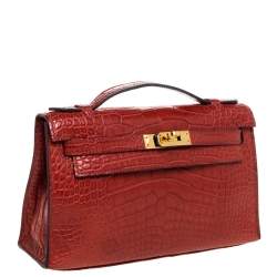 Hermes Bourgogne Matte Alligator Gold Hardware Kelly Pochette