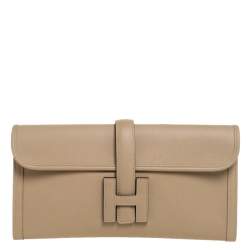 مملوكة مسبقًا Hermes Poussiere Swift Leather Elan 29 Jige Clutch