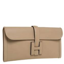 مملوكة مسبقًا Hermes Poussiere Swift Leather Elan 29 Jige Clutch