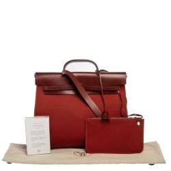 Pre Owned Hermes Rouge H/Cuivre Canvas and Leather Herbag Zip 39 Bag