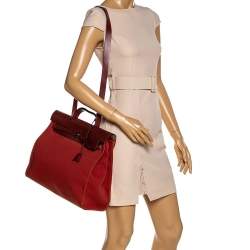 Pre Owned Hermes Rouge H/Cuivre Canvas and Leather Herbag Zip 39 Bag