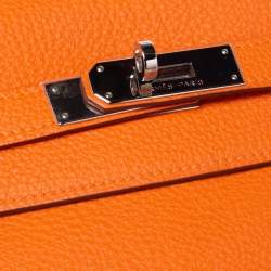 Pre Owned Hermes Orange Togo Leather Palladium Hardware Kelly Retourne 35 Bag