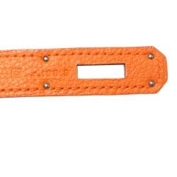 Pre Owned Hermes Orange Togo Leather Palladium Hardware Kelly Retourne 35 Bag