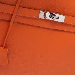 Pre Owned Hermes Orange Togo Leather Palladium Hardware Kelly Retourne 35 Bag