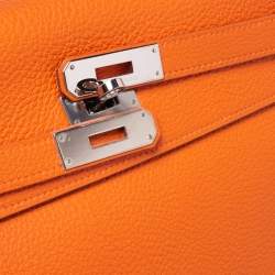 Pre Owned Hermes Orange Togo Leather Palladium Hardware Kelly Retourne 35 Bag