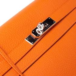 Pre Owned Hermes Orange Togo Leather Palladium Hardware Kelly Retourne 35 Bag