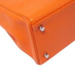 Pre Owned Hermes Orange Togo Leather Palladium Hardware Kelly Retourne 35 Bag