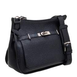 مملوكة مسبقًا حقيبة هيرمس "جيبسيري 28" إكسسوار بلاديوم جلد كليمينس سوداء