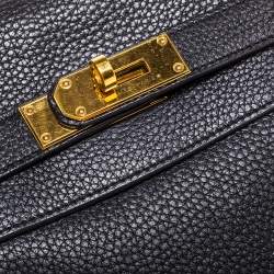 Hermès Black Clemence Leather Gold Hardware Shoulder Kelly 42 Bag
