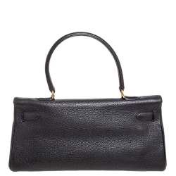 Hermès Black Clemence Leather Gold Hardware Shoulder Kelly 42 Bag