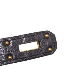 Hermès Black Clemence Leather Gold Hardware Shoulder Kelly 42 Bag