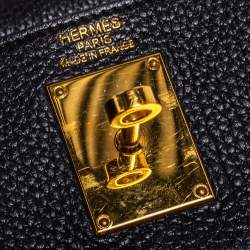 Hermès Black Clemence Leather Gold Hardware Shoulder Kelly 42 Bag