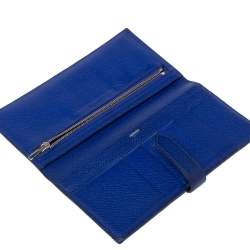 Pre Owned Hermes Blue Electric Epsom Leather Bearn Gusset Wallet