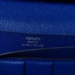 Pre Owned Hermes Blue Electric Epsom Leather Bearn Gusset Wallet