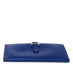 Pre Owned Hermes Blue Electric Epsom Leather Bearn Gusset Wallet