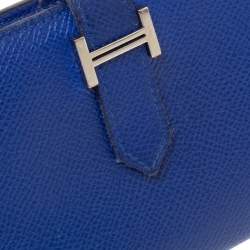Pre Owned Hermes Blue Electric Epsom Leather Bearn Gusset Wallet