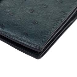 Pre Owned Hermes Dark Green Ostrich Bearn Wallet