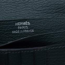 Pre Owned Hermes Dark Green Ostrich Bearn Wallet