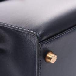Hermes Navy Blue Leather Kelly Retourne 32 Box Bag