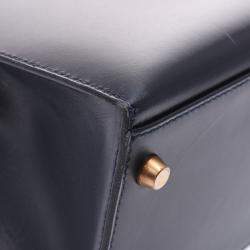 Hermes Navy Blue Leather Kelly Retourne 32 Box Bag